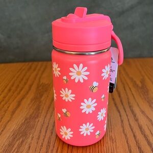 NWT 14 oz Hydrapeak Daisy & Bumblebee Raspberry Pink Water Bottle